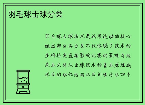 羽毛球击球分类